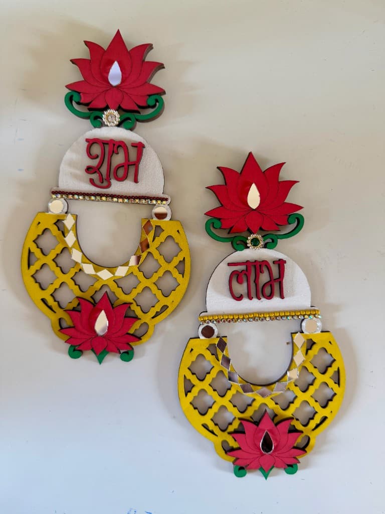 Chandbali Jali Shubh-Labh - Gold Pink - Image 2