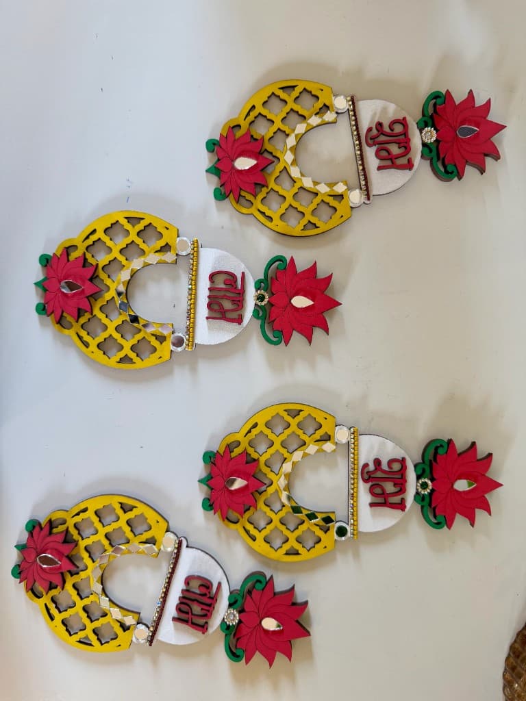 Chandbali Jali Shubh-Labh - Gold Pink - Image 3