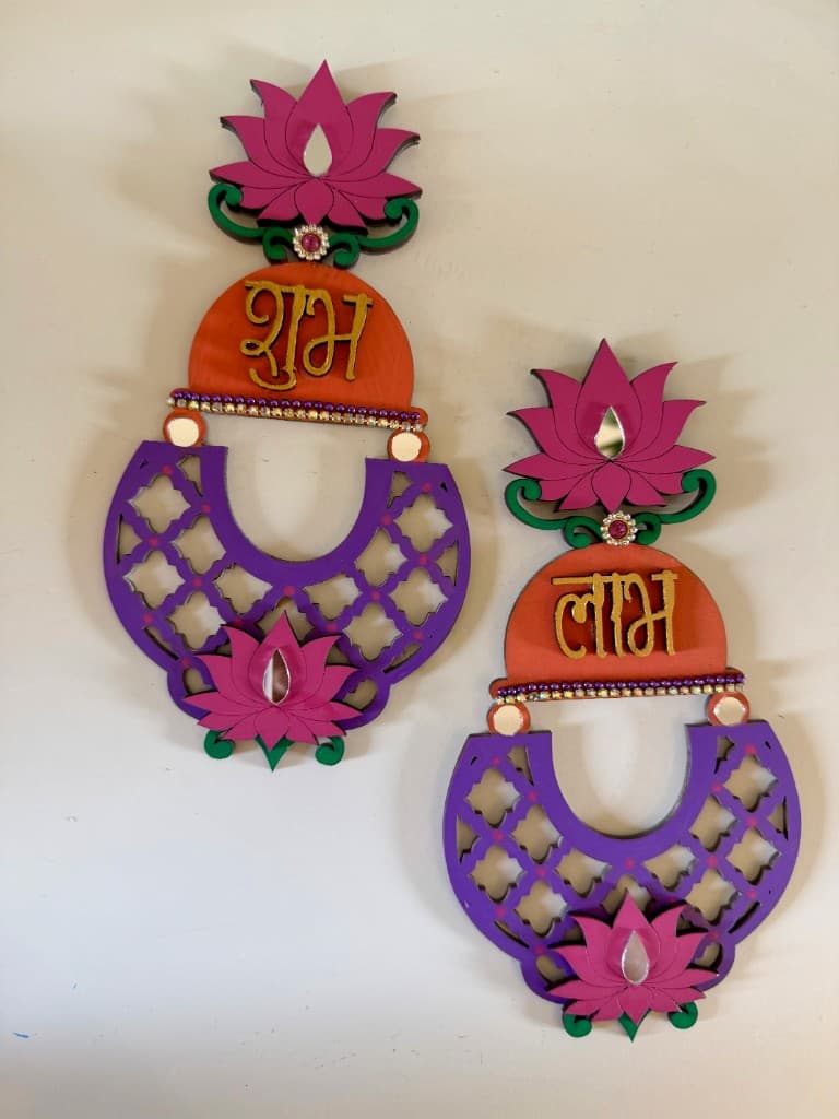 Chandbali Jali Shubh-Labh - Yellow Red