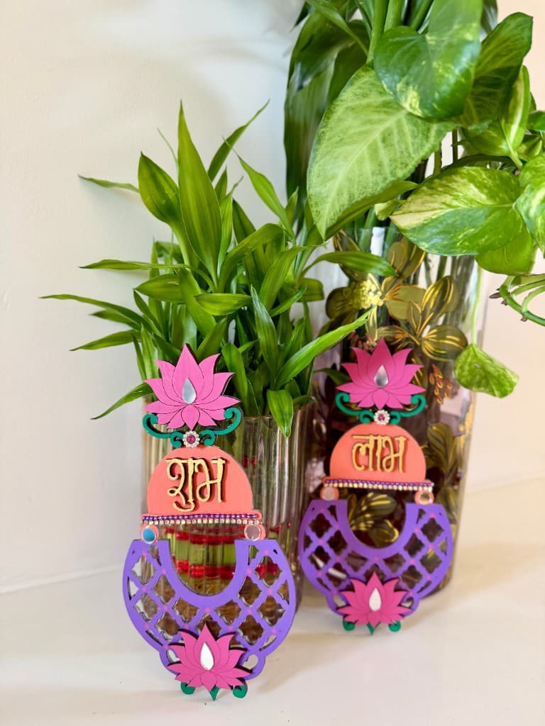 Chandbali Jali Shubh-Labh - Purple Orange - Image 2