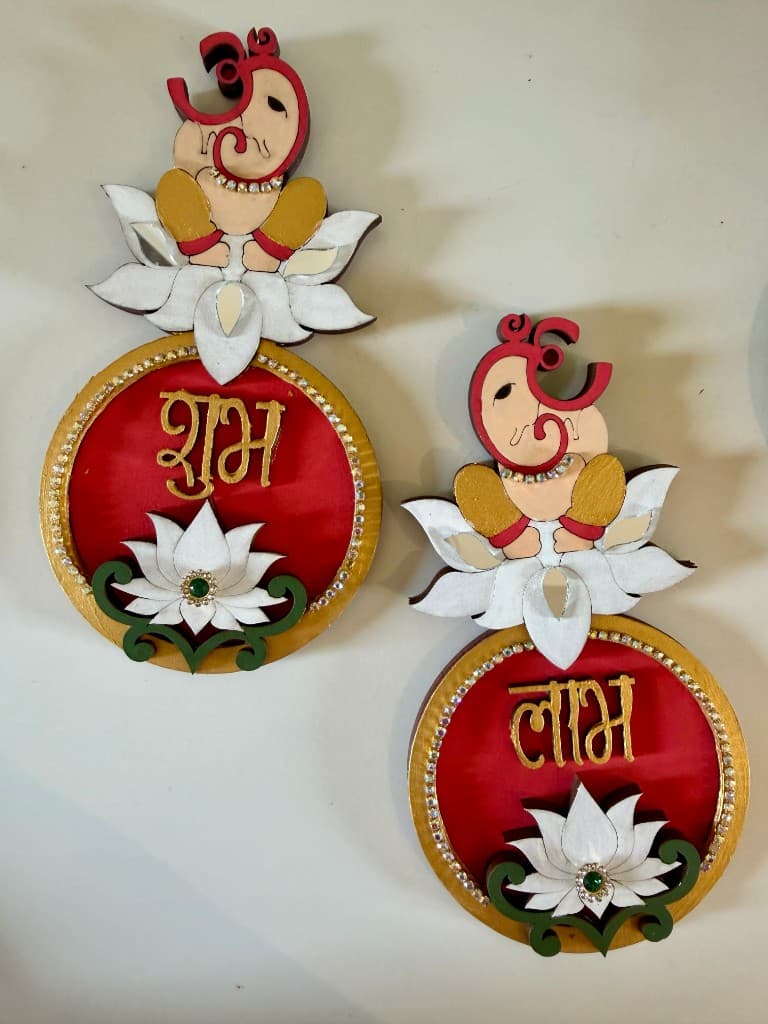 Ganesha Blessing Shubh-Labh - Purple Yellow